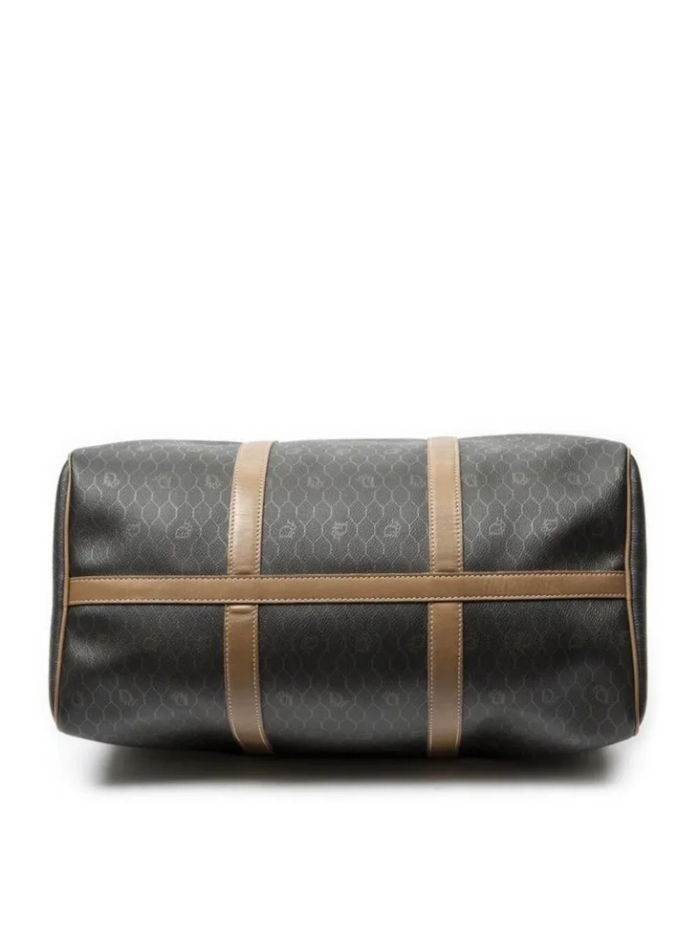 Dior Vintage Travel Boston Gray Brown Honeycomb Canvas Shoulder Bag - Picture 6 of 10